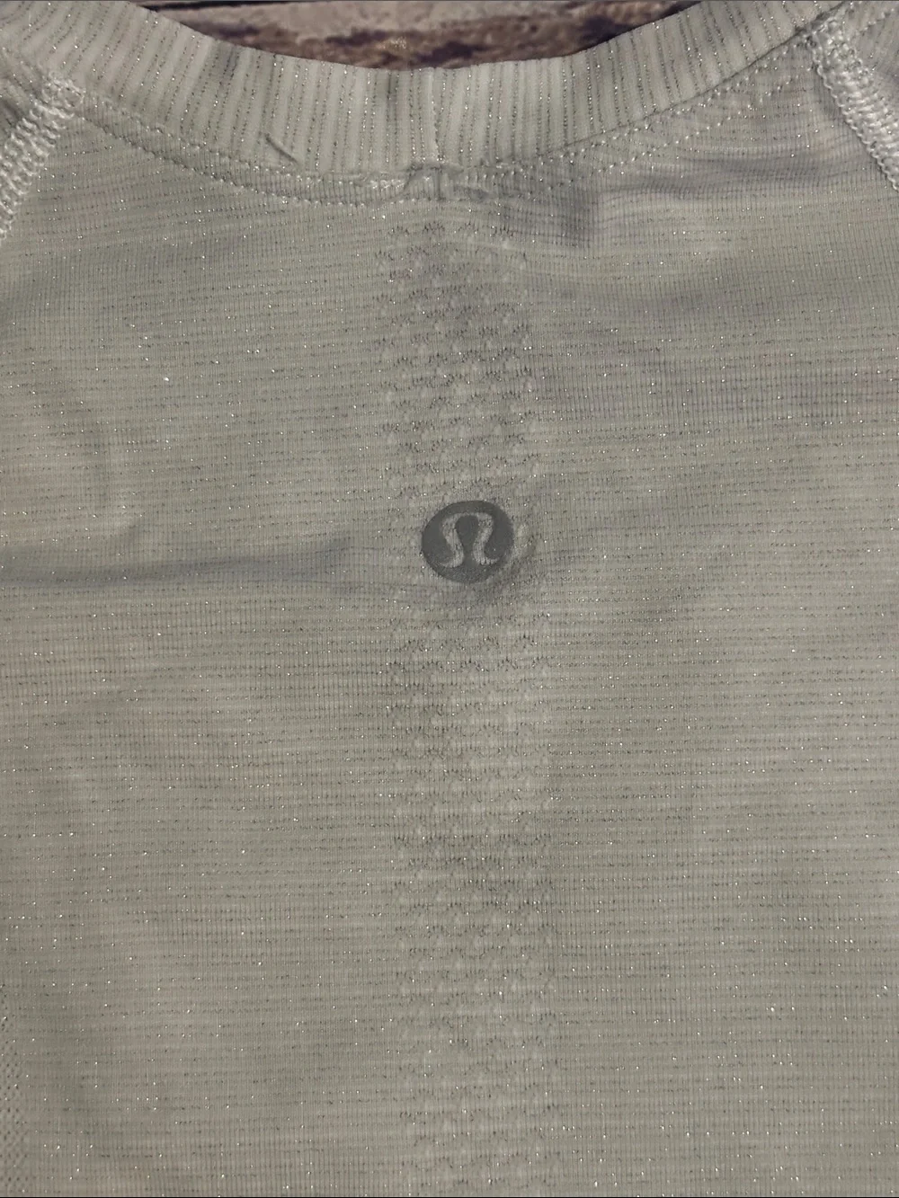 Lululemon branded white sparkle LS